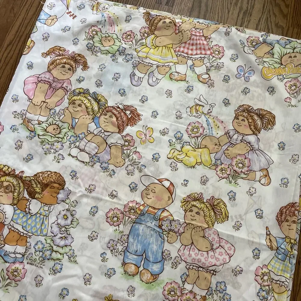VINTAGE 1983 CABBAGE PATCH KIDS TWIN FLAT & FITTED BED SHEET SET